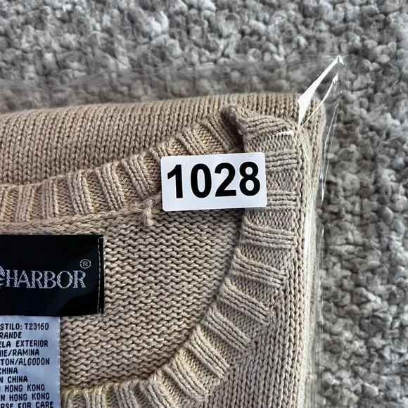 Americana American Flag Short Sleeve Knit Sweater Beige Crew Neck Grandmacore - Picture 12 of 12